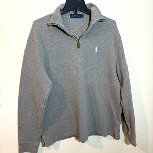 Men’s Polo Ralph Lauren Gray Luxury Pullover Quarter Zip Size L